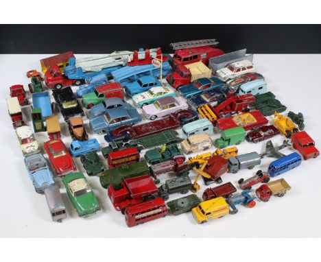 Collection of play worn Mid 20th C diecast models to include Corgi, Dinky and Matchbox featuring Dinky Volkswagen, Corgi Fiat