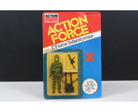 Action Force - Carded Palitoy Action Man Action Force Z Force Infantryman figure, 33 back, unpunched, figure vg, card showing