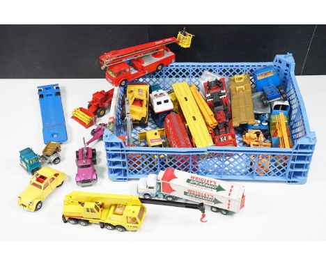 Quantity of play worn diecast models to include Mathcbox, Corgi Tonka etc featuring Matchbox Super Kings K12 Hercules Mobile 