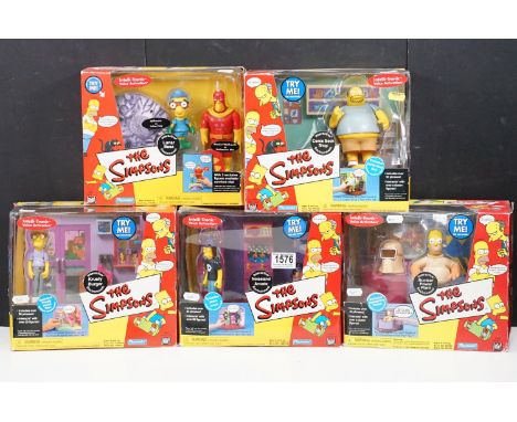 The Simpsons - Five boxed Playmates World of Springfield WOS Interactive playsets to include Krusty Burger, Noiseland Arcade,
