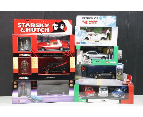 Seven boxed TV / film related diecast models to include 57402 Starsky &amp; Hutch Ford Gran Torino, CC05601 Knight Rider Pont