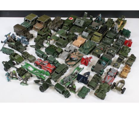 Large collection of Mid 20th C military diecast models to include Britains, Dinky, Corgi, Lone Star, Crescent, Matchbox etc f