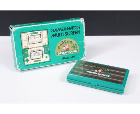 Retro Gaming - Boxed Nintendo Game &amp; Watch Multi Screen Green House GH-54 handheld game, with instructions, box shows cre