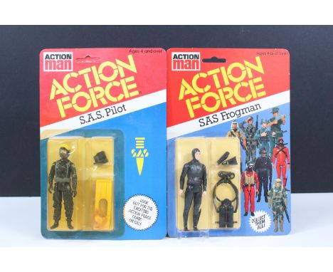 Action Force - Two carded Palitoy Action Man Action Force figures to include SAS Frogman (Punched) and SAS Pilot (Punched but