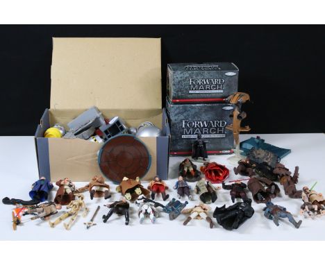 Collection of toys and figures to include a quantity of Star Wars related figures mainly from the 1990s, 2 x boxed Corgi Forw