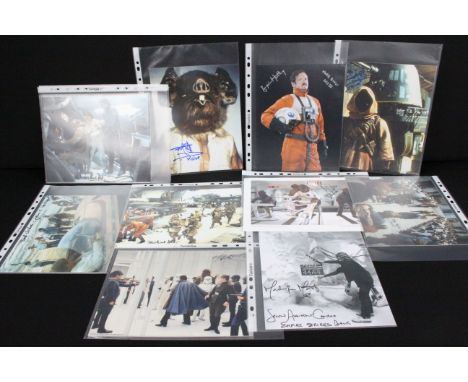 Star Wars Autographs - 11 signed photocards signed by cast and crew to include Benjamin Hartley, Sean Crawford, Peter Taylor,