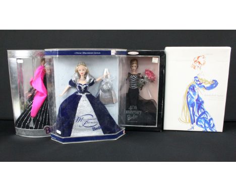 Four boxed Mattel Barbie dolls featuring 1 x Special Edition Happy Holidays, 1 x Special Millennium Edition Millennium Prince