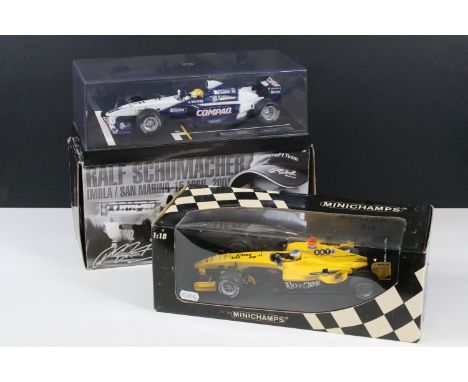 Two 1/18 F1 diecast models to include Mattel Hot Wheels Racing ltd edn Williams Ralf Schumacher Imola / San Marino 15th April