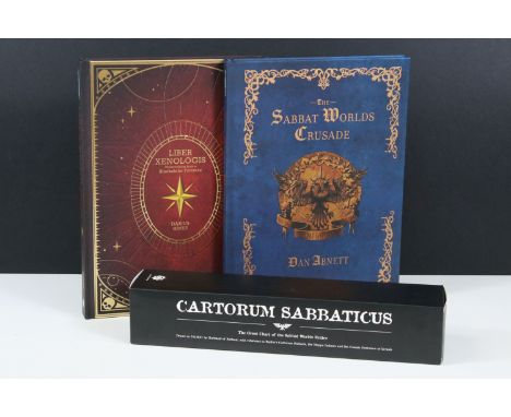 Warhammer - Two Games Workshop Warhammer 40K books featuring Liber Xenologis &amp; The Sabbat Worlds Crusade with boxed Carto
