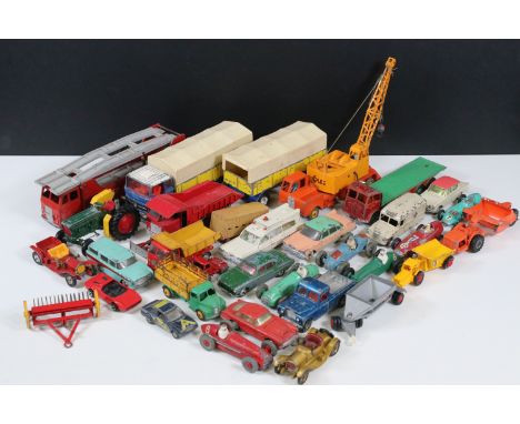 31 Mid 20th C onwards playworn diecast models to include Dinky, Corgi, Matchbox, etc featuring Dinky Mercedes-Benz LP 1920, D
