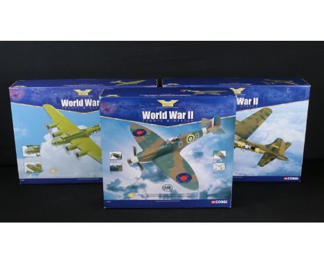 Three boxed Corgi Aviation Archive Europe &amp; Africa diecast models to include 1/32 AA33903 Supermarine Spitfire MKIIA - P7