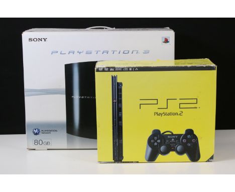 Retro Gaming - Boxed Playstation PS3 console plus a boxed PS2 console, both with one controller and power cables