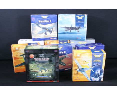 Ten boxed Corgi Aviation Archive 1/72 diecast models to include 3 x World War II Europe &amp; Africa (AA32501 Junkers Ju-87 S