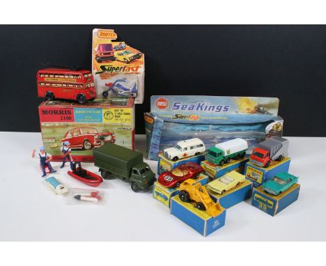 10 Boxed diecast &amp; plastic models to include 7 x Matchbox 75 Series, Triang Frog Morris 1100 (appears to be complete, unb