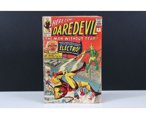 Comics - Marvel Daredevil No. 2 featuring second appearance of Daredevil &amp; Electro, comic shows creasing, foxing and spin