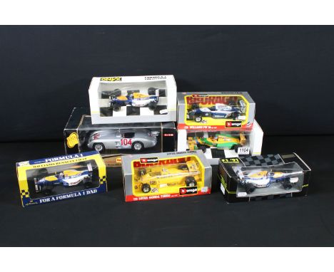 Seven boxed 1/18-1/24 diecast models to include 1/18 Maisto Premiere Edition Mercedes-Benz 300 SLR Targa Florio 1955, Onyx Fo
