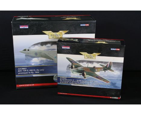 Two boxed 1/72 Corgi Aviation Archive diecast models to include AA38601 BAC TSR-2, XR219, The Only Prototype To Fly, 1964 and