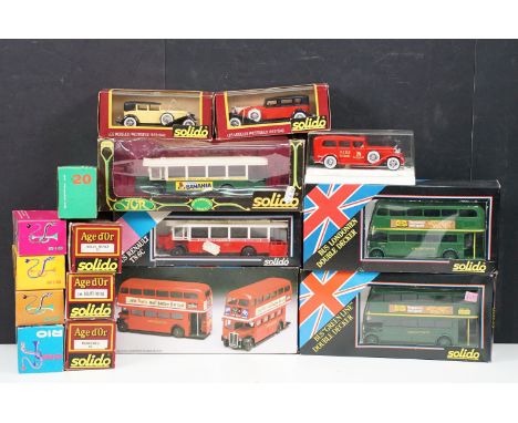 11 Boxed Solido diecast models featuring 6 x Age D'Or models  (136,67, 55, 71, 156, &amp; last missing outer box), 3 x London
