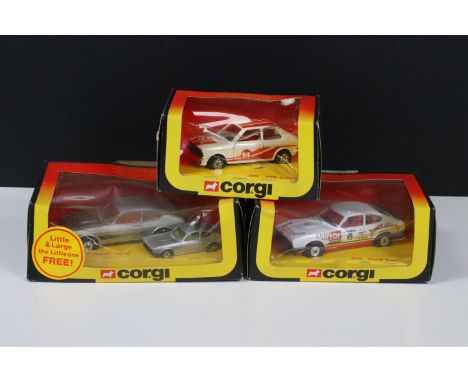 Three boxed Corgi diecast models to include 1373 Ford Capri The Professionals Little &amp; Large set, 312 Ford Capri and 309 