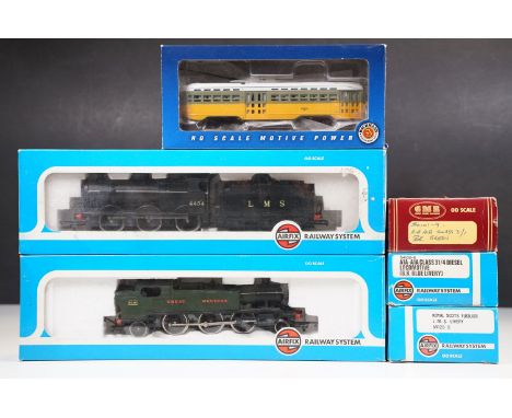 Six HO/OO gauge locomotives to include 5 x Airfix OO gauge (54150-1 Prairie Tank Locomotive 2-6-2 GWR Green Livery, 54120-0 R