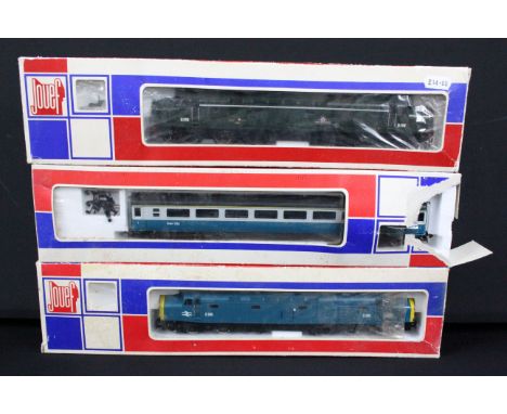 Two boxed Jouef OO gauge locomotives to include 8912 D285 and 8913 D210 Mauretania, plus a boxed Jouef OO gauge coach with da
