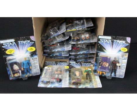 26 Carded Playmates / Bandai Star Trek figures featuring Seska As A Cardassian, Captain Karn, Grand Nagus Zek, Geordi Laforge