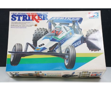 Boxed Tamiya 1/10 No. 5861 R/C Radio Controlled High Performance Racer Striker plastic model kit, built and appearing complet