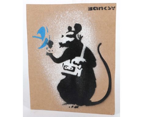Banksy1974. "Radar Rat", verso handschriftlich bez., dat. '15, num. "2/10 und gestempelt, Pochoir auf Karton, HxB: 24,5/19 cm