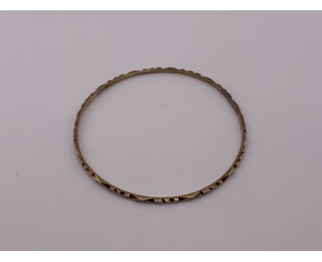 A gold slave bangle, Minimum 14ct gold, 6.42g (A)