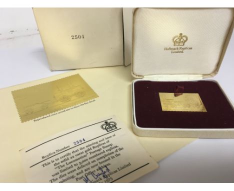 A 22carat solid gold limited edition plaque The golden Age of Steam a commutative gold stamp plaque 150th Anniversary of the 