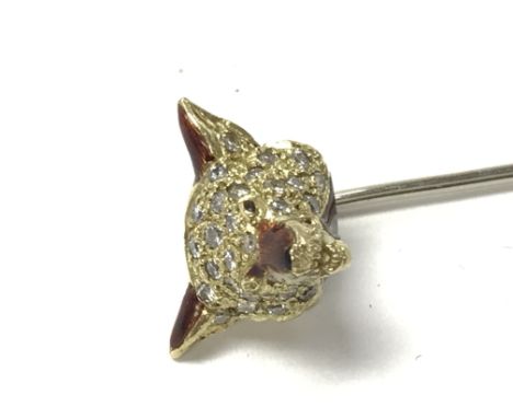 A diamond hunting fox head stick pin. Postage A