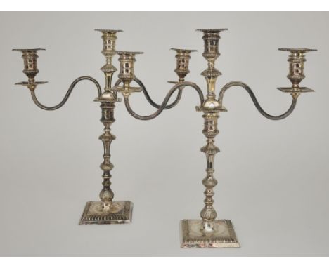 A Pair of Late Victorian Silver Pillar Candlesticks, by Thomas Bradbury &amp; Sons, London 1894, of early 18th Century design