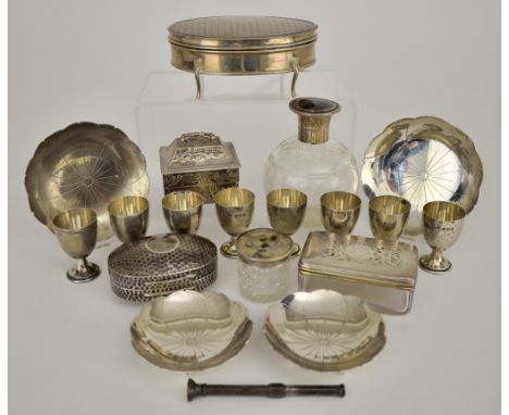 A Late 19th Century Dutch Silver Rectangular Miniature Casket and mixed silverware, the casket with import marks for London 1