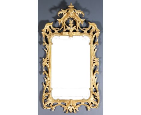A Pair of 20th Century Carved Gilt Wood Framed Rectangular Wall Mirrors of Chinese Chippendale Design, the borders crisply fr