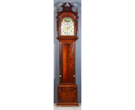 An Early George III Mahogany Longcase Clock, by William Knight Jnr. of West Marden, the 12ins arched brass dial with wide sil