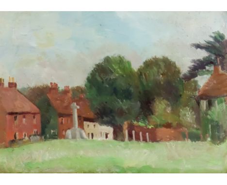 ***Dorothy Hepworth (1894-1978) aka Patricia Preece (1894-1966) - Two oil paintings - "Cookham War Memorial" and "Landscape",