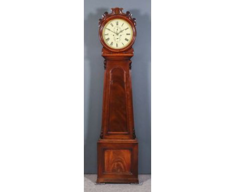 A 19th Century "Scottish" Mahogany Longcase Clock, by James Craig of Glasgow, the 13ins diameter cream painted dial with Roma