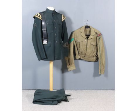 27. A Green Jackets Battle-Dress Blouse, Corporal's rank, issued 1950, with shoulder title Green Jackets (3rd Battalion Rifle