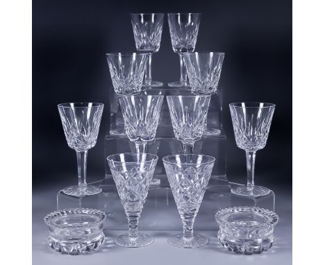 A Set of Eight Waterford "Lismore" Pattern White Wine Glasses, six matching red wine glasses, and a small collection of other