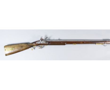 A Good 20th Century Reproduction Baker Rifle, (non-firing), 31ins bright steel barrel, bright steel lock stamped tower and cr