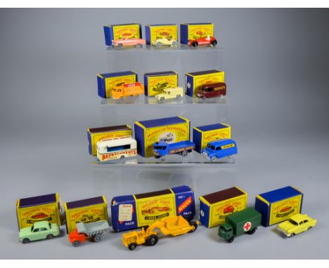 A Collection of Thirteen Lesney Diecast "Matchbox" Model  Vehicles, including - Karrier Bantam lorry (No.37), quarry truck (N