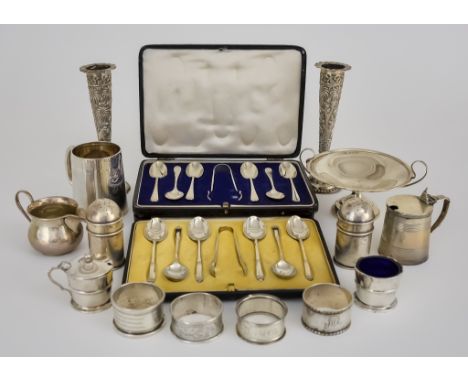 A Late Victorian Silver Circular Waiter, and mixed silverware, the waiter by Thomas Bradbury &amp; Sons, London 1895, with mo