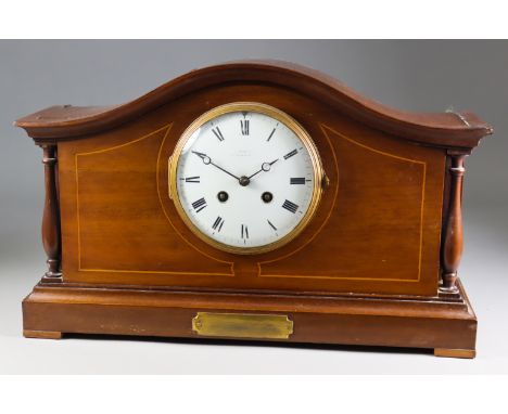 An Early 20th Century French Mahogany Cased Mantel Clock, by Japys Freres &amp; Cie, No. 32593, and retailed by B. Yabsley, 7