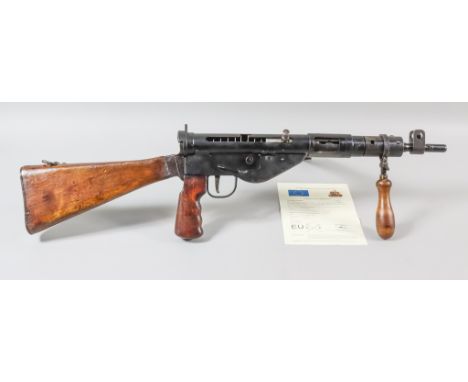 2.  A Good Deactivated 9mm Airborne Sten Gun, Serial No. 235714 (with current European specification Certificate of Deactivat