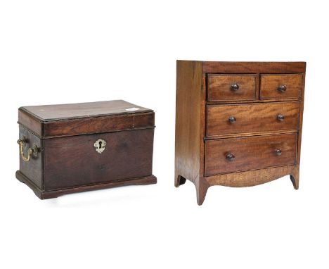 A Victorian mahogany straight front four-height apprentice chest of drawers, with cock beading, turned drawer pulls and raise
