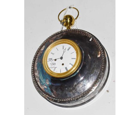 A silver plated striking wall clock, movement with platform escapement, 20th centuryCondition report: The size of the clock i