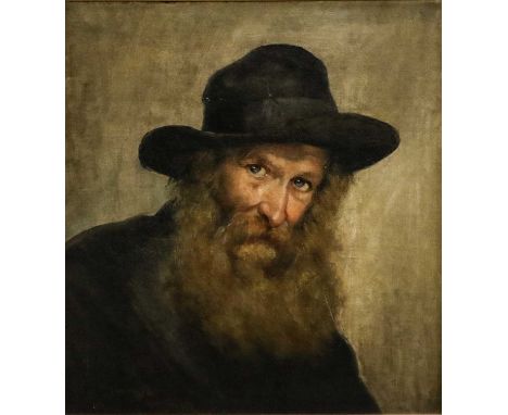 British School (early 20th century)Portrait of a bearded gentleman, head and shoulders, wearing a black hat and coatOil on ca