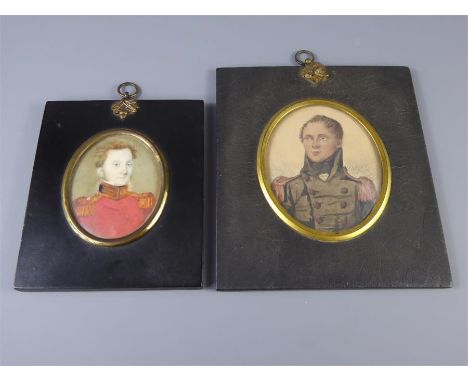 Two Familial 19th Century Ivory Portrait Miniatures, the first miniature with paper label to verso which reads 'Major General