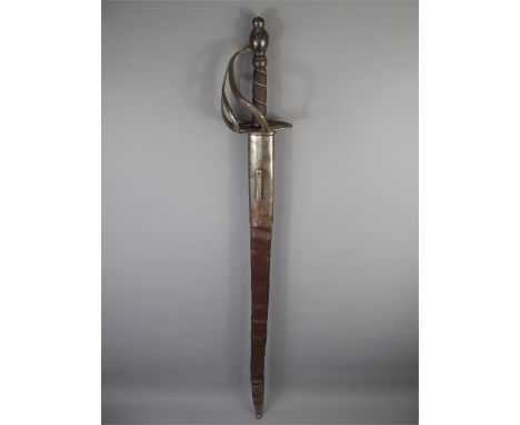 An English Circa 1770 Heavy Dragoon Troopers Cavalry Sword, complete with original leather scabbard with steel chaips, leathe