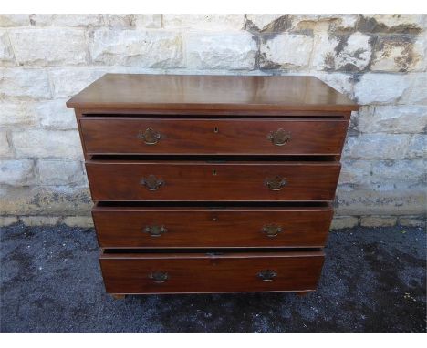 An Antique Mahogany Chest of Drawers,with four graduated drawers, with brass swan-neck handles, raised on bracket feet, appro